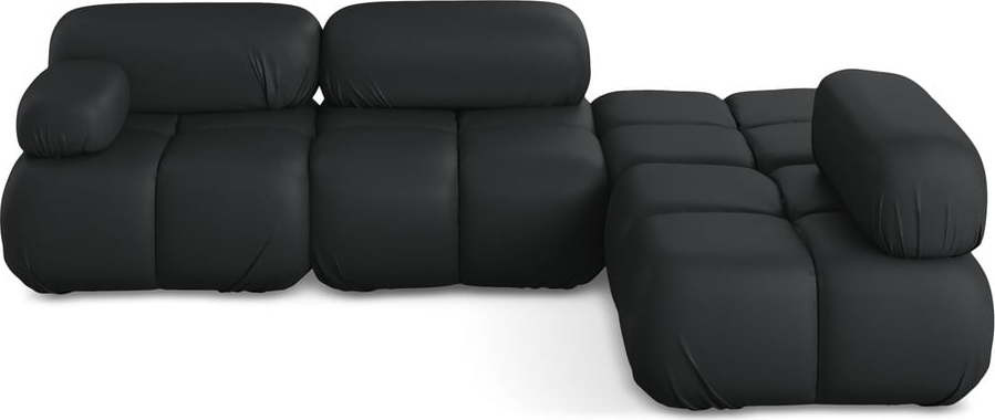 Černá modulární rohová pohovka z imitace kůže (pravý roh) Lokua – Makamii