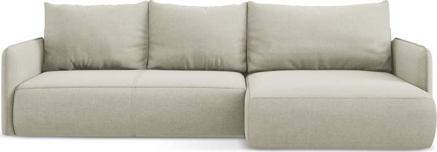 Krémová rozkládací/s úložným prostorem rohová pohovka (pravý roh) Nanea – Makamii