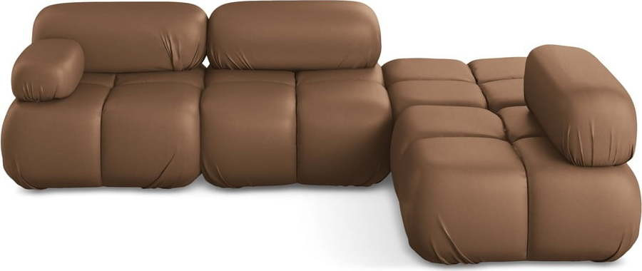 Hnědá modulární rohová pohovka z imitace kůže (pravý roh) Lokua – Makamii