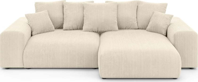 Krémová manšestrová rozkládací rohová pohovka s úložným prostorem (variabilní roh) Luma – Ropez