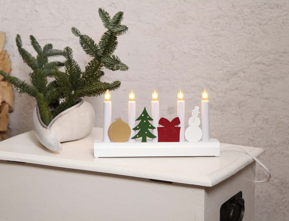 Bílý svícen Star Trading Julia, výška 15 cm