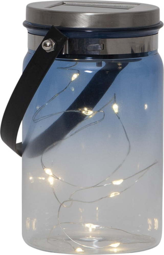 Venkovní solární lucerna Star Trading Tint Lantern Blue, výška 15 cm