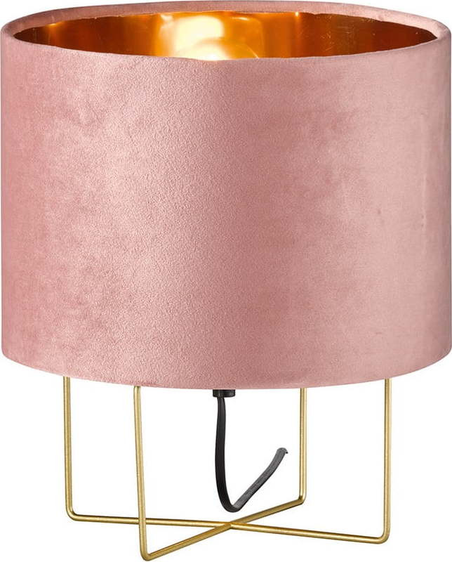 Růžová stolní lampa s textilním stínidlem (výška 32 cm) Aura – Fischer & Honsel
