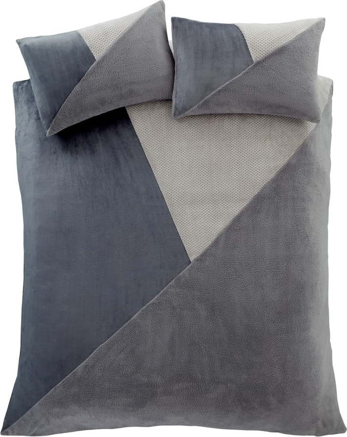 Šedé fleecové povlečení na jednolůžko 135x200 cm Cosy Larsson Geo – Catherine Lansfield