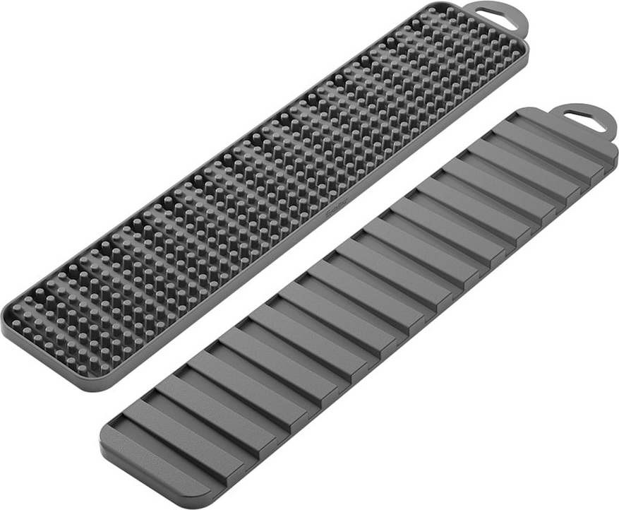 Šedá plastová odkapávací podložka na nádobí 42x8 cm Gravity – Metaltex