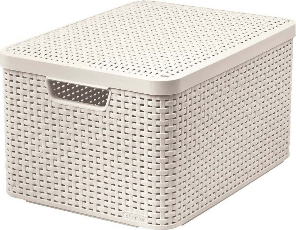 Krémový plastový úložný box s víkem 33x44,5x25 cm Style – Curver