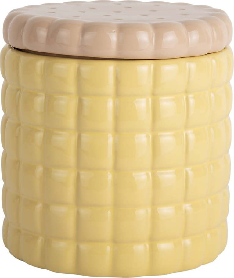 Světle žlutý dekorativní keramický úložný box ø 14x15 cm Biscuit Box – PT LIVING