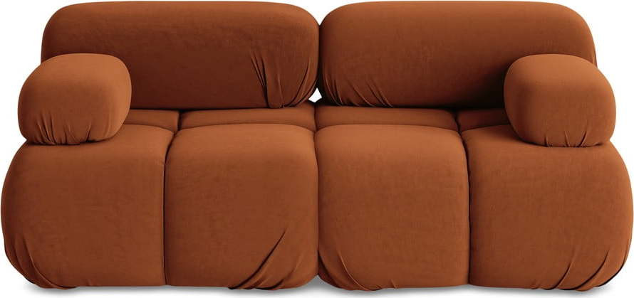 Oranžová sametová modulární pohovka 190 cm Lokua – Makamii