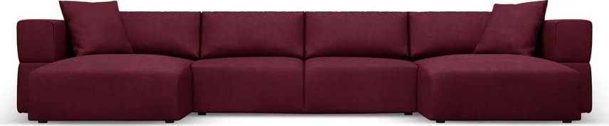 Vínová rohová pohovka do