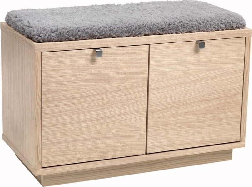 Botník v dekoru dubu s lavicí v šedo-přírodní barvě Confetti – Rowico