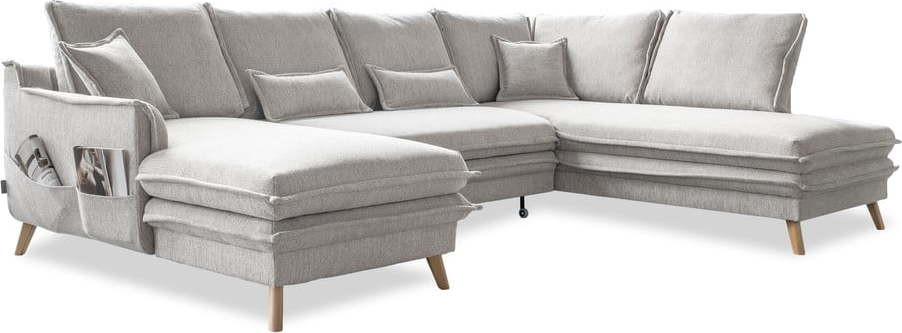 Béžová rozkládací rohová pohovka (pravý roh/do