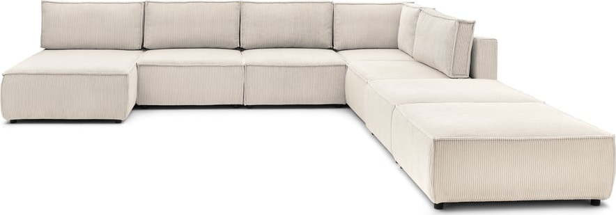 Krémová variabilní manšestrová rohová pohovka do 