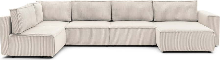 Krémová manšestrová rohová pohovka do 