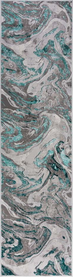 Šedo-tyrkysový běhoun 80x300 cm Marbled – Flair Rugs