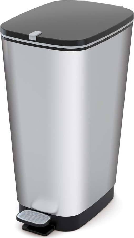 Nášlapný plastový odpadkový koš ve stříbrné barvě 50 l Chic Bin – KIS
