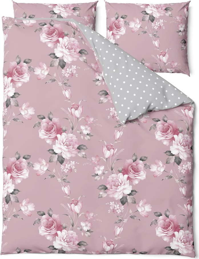 Růžové bavlněné povlečení na dvoulůžko Bonami Selection Belle, 200 x 220 cm