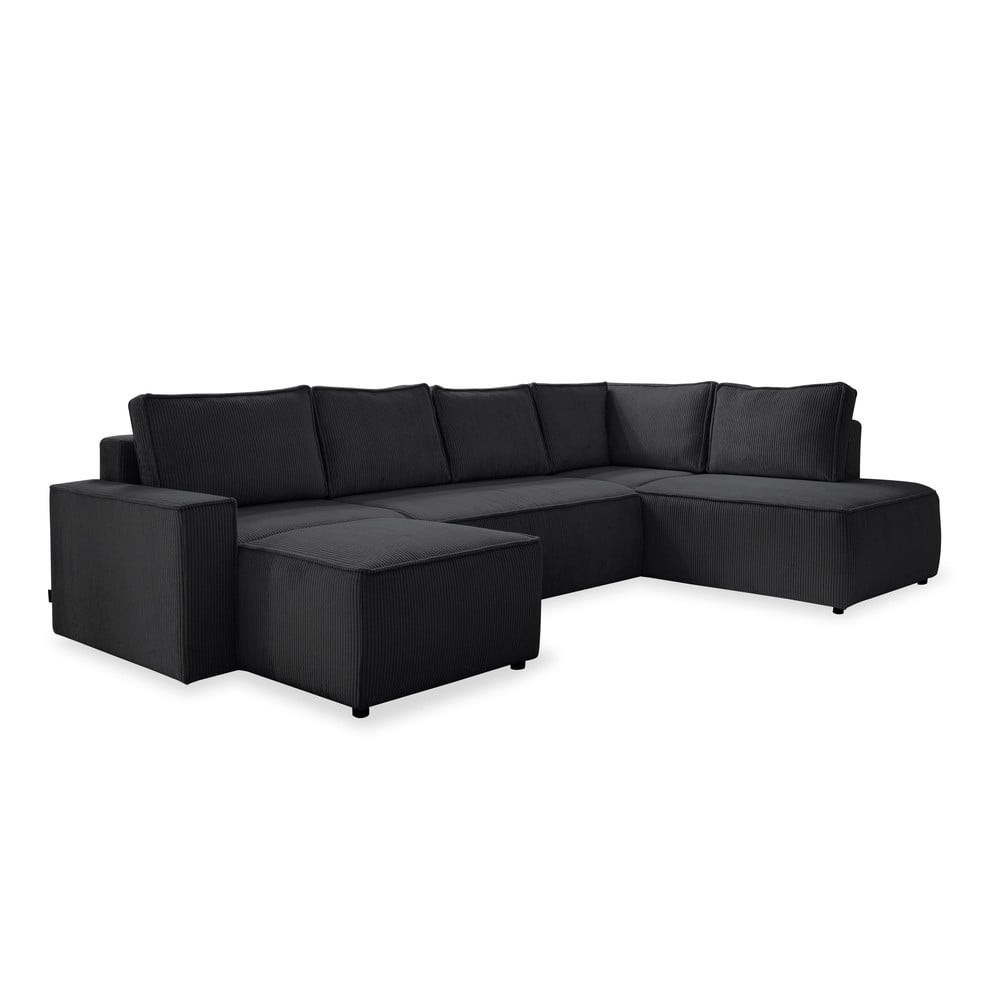 Antracitová manšestrová rozkládací rohová pohovka (pravý roh/do 