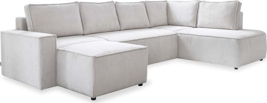 Bílá manšestrová rozkládací rohová pohovka (pravý roh/do 