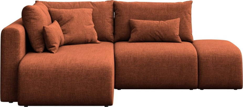 Oranžová rozkládací rohová pohovka s úložným prostorem (levý roh/s lenoškou) Lumine – Ghado
