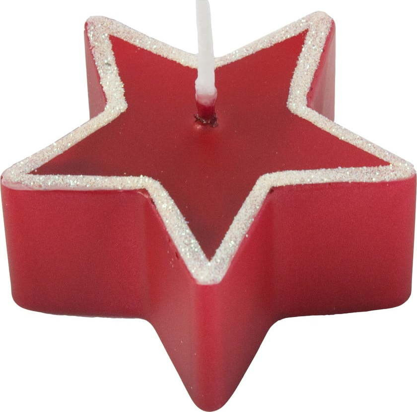 Sada 4 červených svíček Unipar Star, doba hoření 4 h