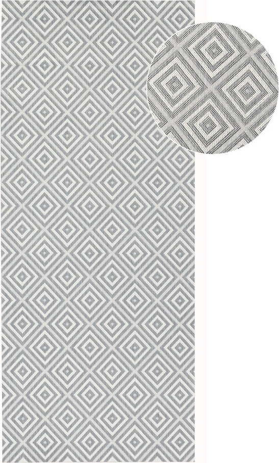 Šedý venkovní koberec NORTHRUGS Karo, 80 x 200 cm