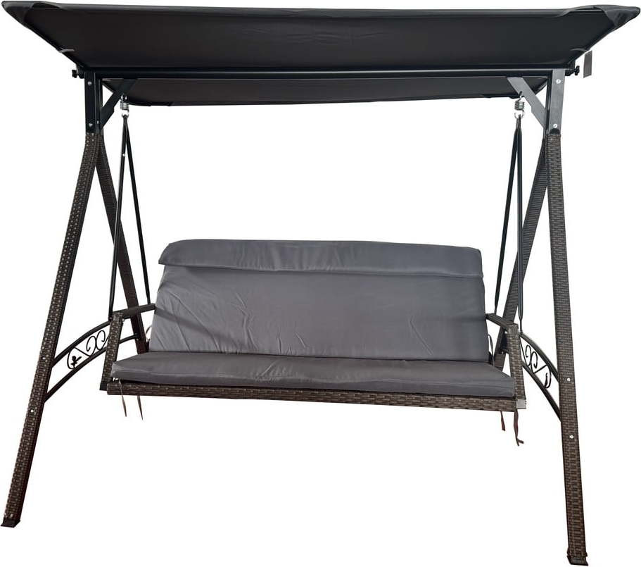 Šedá zahradní houpačka z umělého ratanu Rattan – Rojaplast