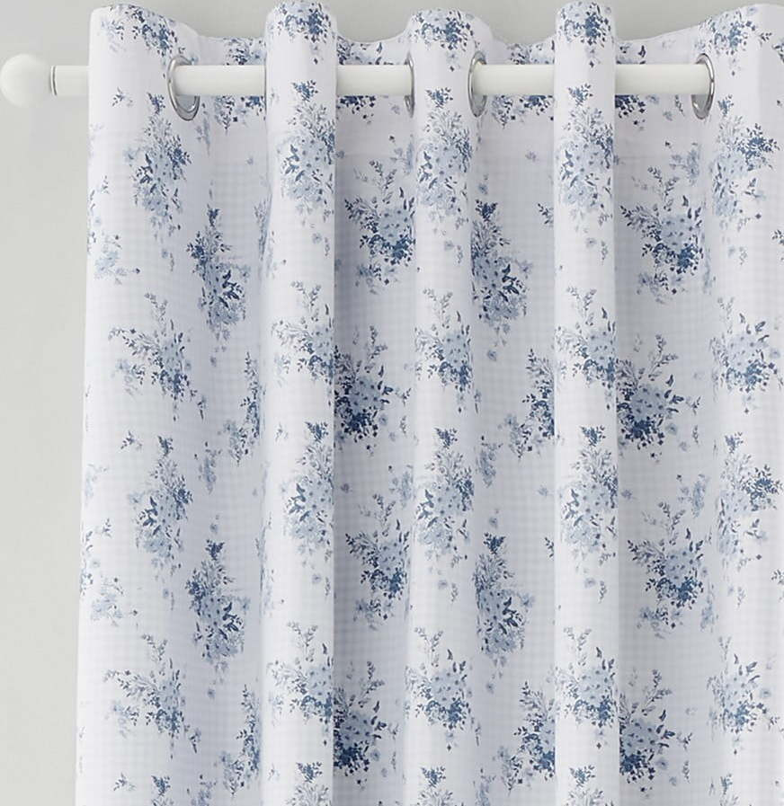 Bílo-modré závěsy v sadě 2 ks 168x229 cm Lucie Floral Frill – Catherine Lansfield
