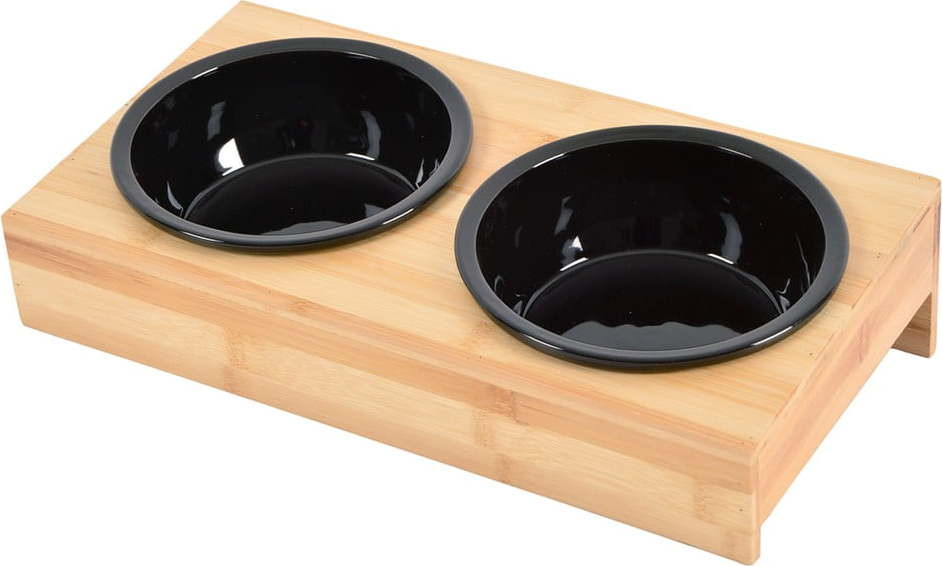 Bambusový set misek s podstavcem pro psa ø 16 cm – Love Story