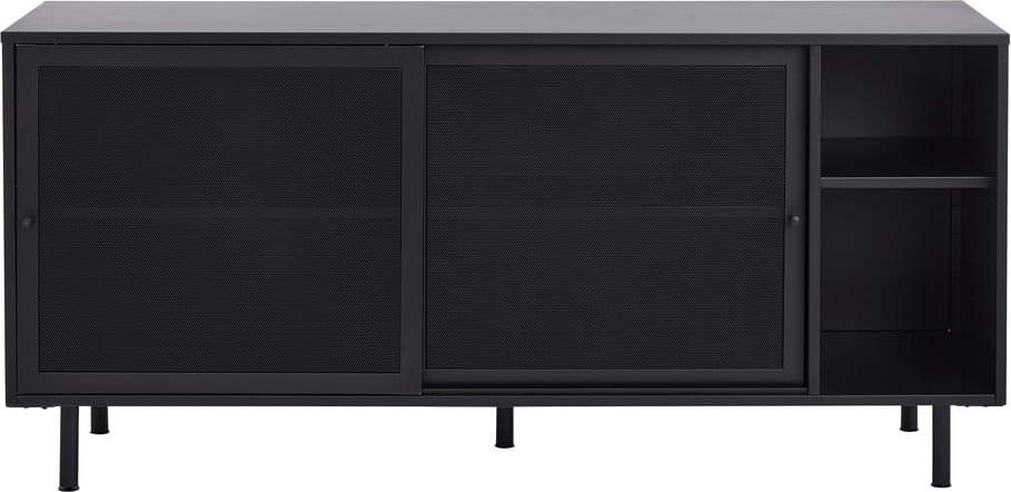 Černá kovová komoda s posuvnými dveřmi 160x75x46 cm Veep – Unique Furniture