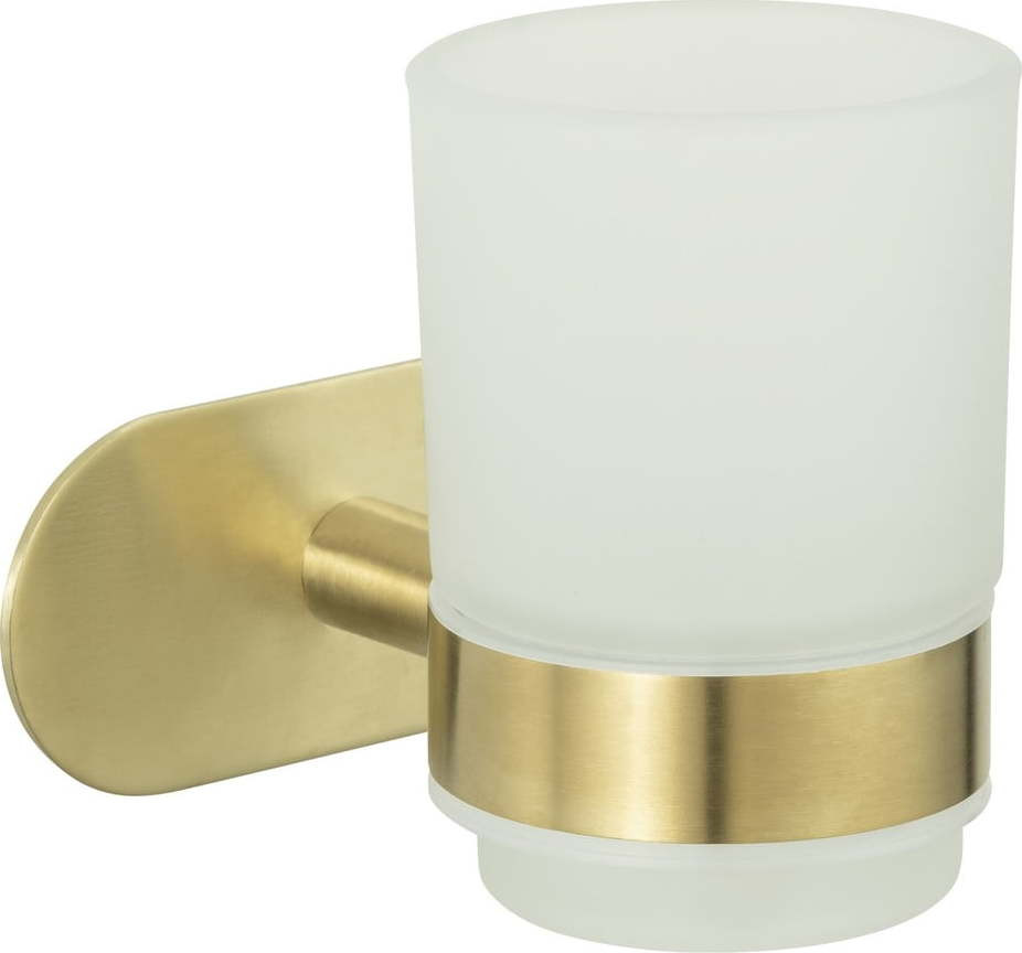Samodržící skleněný kelímek na zubní kartáčky ve zlaté barvě Orea Gold – Wenko