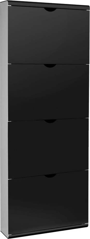 Černý kovový výklopný botník 51x138x16 cm – Household Pleasure