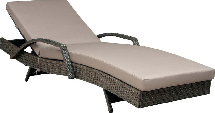 Hnědo-béžové zahradní lehátko z umělého ratanu Redondo – Unique Furniture
