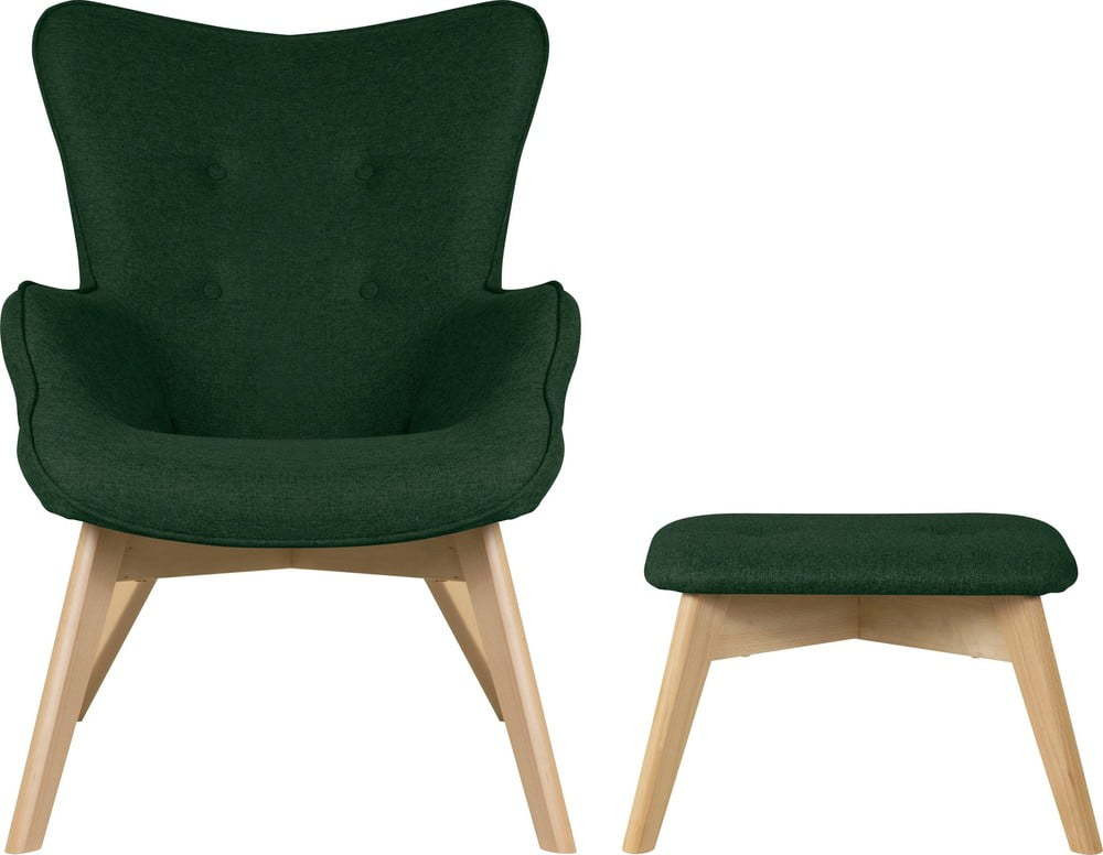 Tmavě zelené křeslo s podnožkou Niko – Ropez