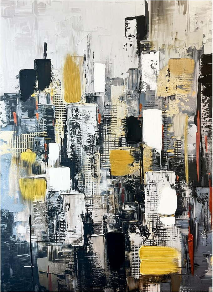 Obraz s ručně malovanými prvky 70x100 cm Cityscape – Styler
