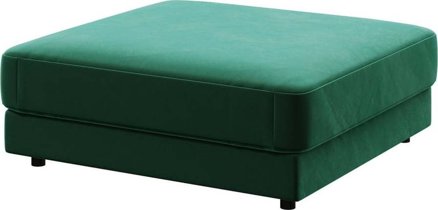 Tmavě zelená sametová podnožka Devichy Laure, 112 x 112 cm