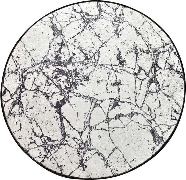 Černo-bílá koupelnová předložka Foutastic Marble Circle, ø 100 cm