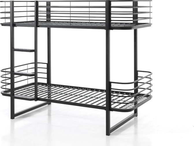 Černá kovová patrová dětská postel s roštem 90x200 cm Oscar – Vipack