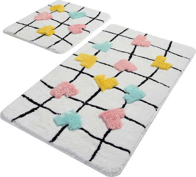 Bílé koupelnové předložky v sadě 2 ks 60x100 cm My Heart – Foutastic