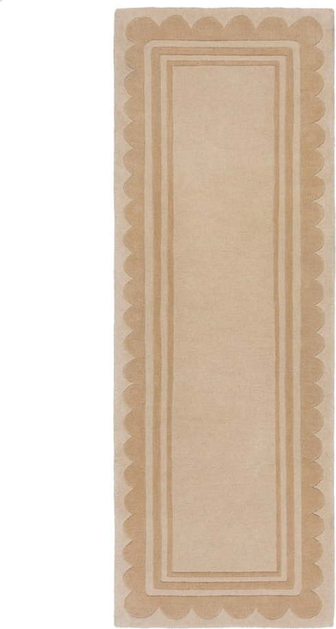 Ručně tkaný vlněný běhoun v přírodní barvě 80x230 cm Lois Scallop – Flair Rugs