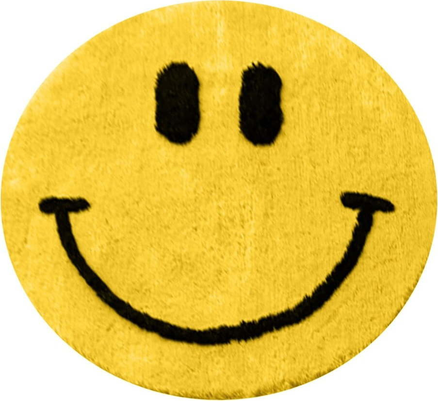 Žlutá koupelnová předložka ø 90 cm Yellow Smile – Foutastic