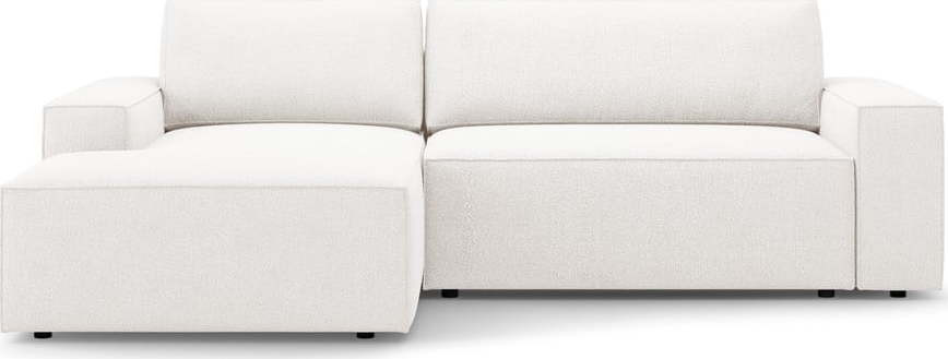 Bílá rozkládací rohová pohovka z textilie bouclé (levý roh) Jodie – Micadoni Home