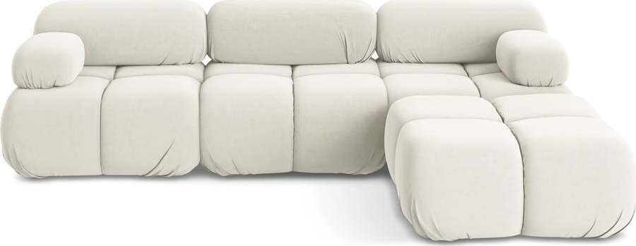 Bílá sametová modulární rohová pohovka Lokua – Makamii