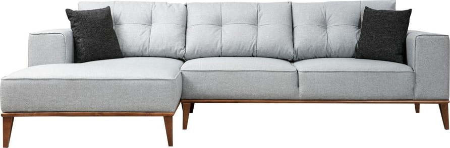 Světle šedá rozkládací rohová pohovka (levý roh/s lenoškou) Montana – Balcab Home