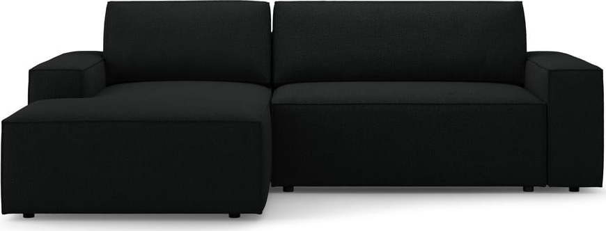 Černá rozkládací rohová pohovka z textilie bouclé (levý roh) Jodie – Micadoni Home
