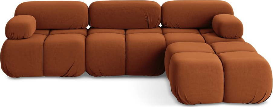 Oranžová sametová modulární rohová pohovka Lokua – Makamii