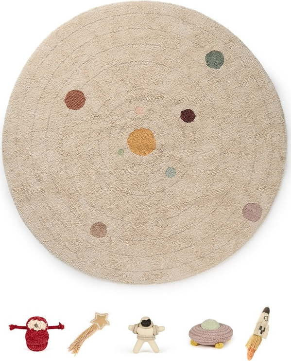 Béžový bavlněný dětský hrací koberec ø150 cm Solar System – Lorena Canals