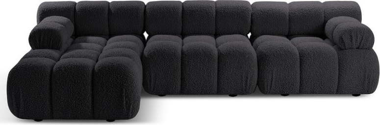 Antracitová modulární rohová pohovka z textilie bouclé (levý roh) Bellis – Micadoni Home