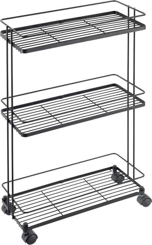 Matně černý ocelový pojízdný regál 38x62x16 cm Lava – Metaltex