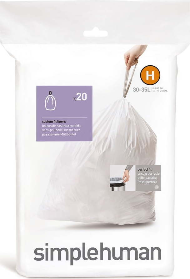 Stahovací pytle na odpadky v sadě 20 ks 35 l H – simplehuman