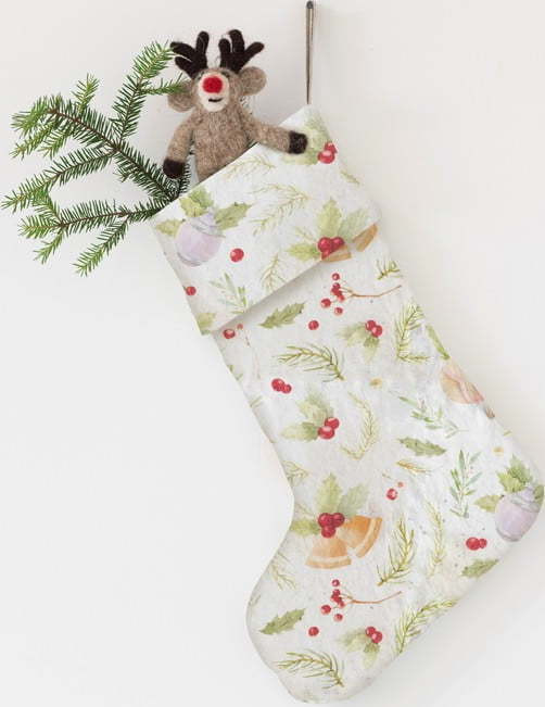 Látková vánoční punčocha Christmas Print – Linen Tales